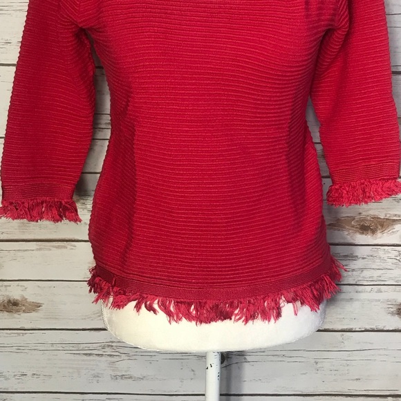 Lauren Michelle PInk Blouse 3/4 Sleeve Top‎ Fringe Women's Size Small - Picture 2 of 5